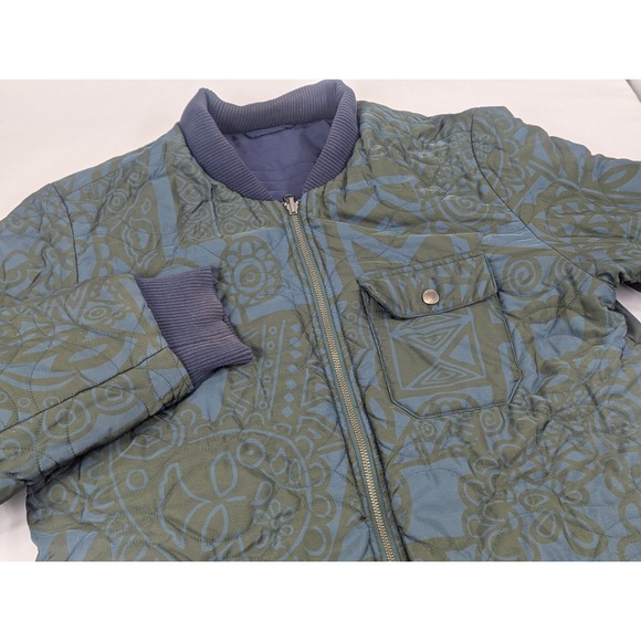 Outerknown Bomber Puffer Jacket Mens Medium Reversible Tribal Green Evolution - Picture 2 of 11